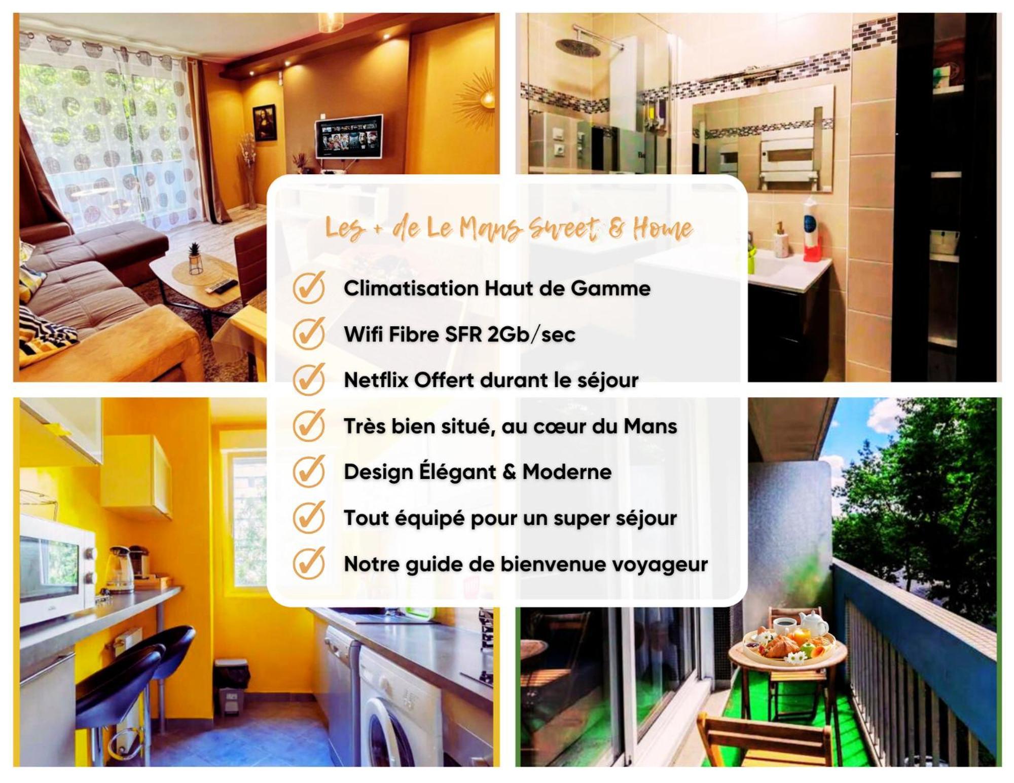 Le Mans City Sweet & Home - Climatise - Netflix - Wifi Fibre - Parking - Proche Circuit Des 24H & Centre-Ville - Accordhebergementconciergerie Extérieur photo